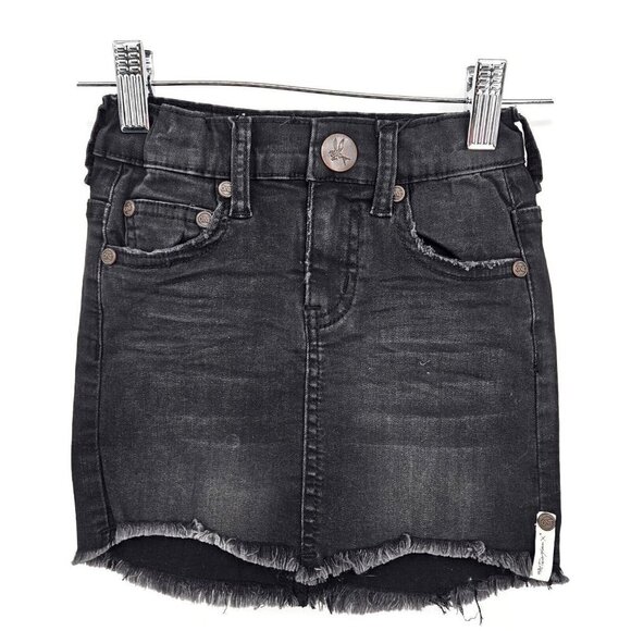 New One Teaspoon Denim Mini Skirt Girls 5-6 Black Punk 2020 Stretch HW - Picture 2 of 5